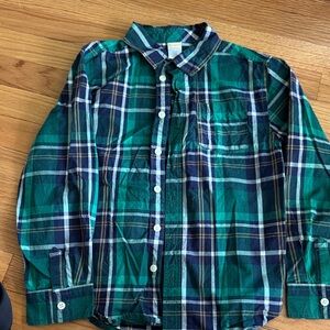 Gymboree Green and Navy Plaid Button-Down Shirt